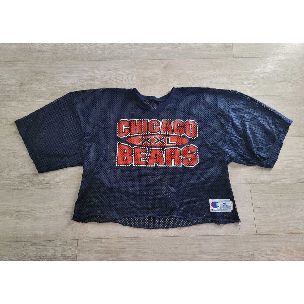 Vtg Champion Mesh Mens XL Jersey Shirt Chicago Bears Cropped Blue USA Made Rare